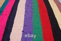Tapis Kilim traditionnel en laine tissé main vintage 5'4 x 9'1