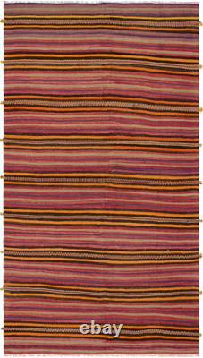 Tapis Vintage Tissé à la Main 5'1 x 9'3 Tapis Kilim Traditionnel en Laine