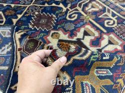 Tapis antique collectible unique 4x7 fait main teintures végétales laine