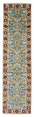 Tapis de couloir vintage noué à la main 2'5 x 9'9, tapis oriental traditionnel en laine