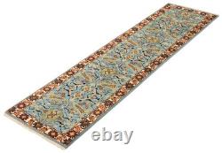Tapis de couloir vintage noué à la main 2'5 x 9'9, tapis oriental traditionnel en laine
