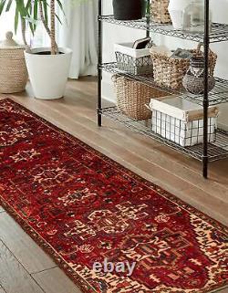 Tapis de laine traditionnel vintage noué à la main 3'1 x 12'5