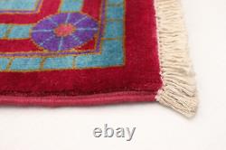 Tapis de zone traditionnel en laine avec bordure noué à la main 6'1 x 8'3