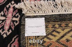Tapis en laine traditionnel Peshawar Bokhara bordé de 3'0 x 5'1 noué à la main