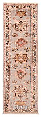 Tapis en laine traditionnel à motifs géométriques tissé à la main de style vintage, 2'0 x 6'4