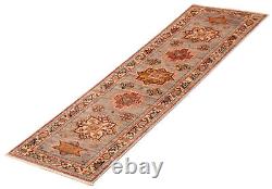 Tapis en laine traditionnel à motifs géométriques tissé à la main de style vintage, 2'0 x 6'4