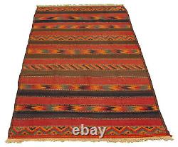 Tapis kilim vintage 5'2 x 10'8 en laine traditionnelle tissée à la main