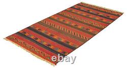 Tapis kilim vintage 5'2 x 10'8 en laine traditionnelle tissée à la main