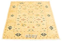 Tapis traditionnel à bordure nouée à la main 4'8 x 6'7 Tapis en laine