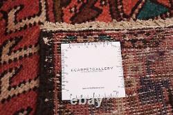 Tapis traditionnel en laine tissé à la main géométrique vintage 3'3 x 11'0