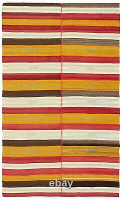 Tapis vintage en laine kilim tissé à la main 5'1 x 8'4 traditionnel
