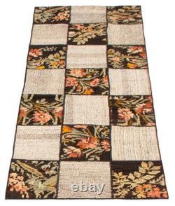 Tapis vintage tissé à la main 2'7 x 7'4 Tapis kilim traditionnel en laine