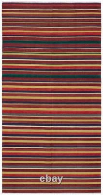 Tapis vintage tissé à la main 4'8 x 9'2 Tapis kilim en laine traditionnel
