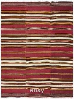 Tapis vintage tissé à la main 5'7 x 7'4 Tapis kilim en laine traditionnel