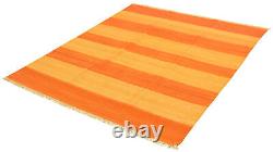 Tapis vintage tissé à la main 7'10 x 9'10 tapis kilim traditionnel en laine