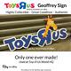 Toys R Us Geoffrey The Giraffe Rare Signe Du Magasin Avec Un Logo D'entreprise Tru