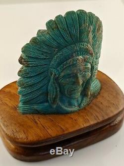 Turquoise Sculpture / Sculpture De La Main Amérindien Conçu Un D'une Sorte