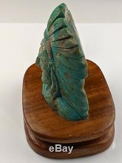 Turquoise Sculpture / Sculpture De La Main Amérindien Conçu Un D'une Sorte