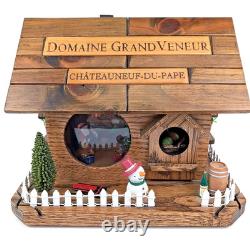 UNIQUE Crate de Vin Européen Ancien Cottage Cabine Hivernale Diorama Éclairé
