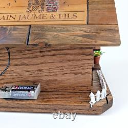 UNIQUE Crate de Vin Européen Ancien Cottage Cabine Hivernale Diorama Éclairé