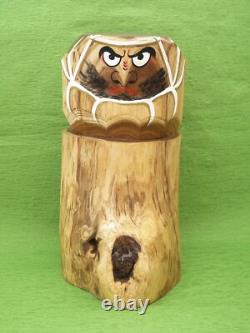 UNIQUE EN SON GENRE ! Statue de Daruma Sasano-ittobori japonaise sculptée à la main par Kanpu Toda