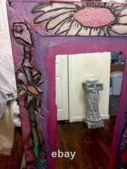 UNIQUE - Miroir grand format sculpté et peint à la main du Chapelier fou/Alice au pays des merveilles
