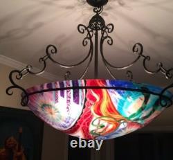 Ulla Darni Original avec cadre en fer Lustre en verre peint à la main - Pièce unique