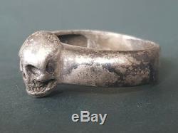 Un Argent Antique Anneau Première Guerre Mondiale Militaire Allemand Argent Antique Antique Memento Mori Crane Ring