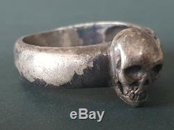 Un Argent Antique Anneau Première Guerre Mondiale Militaire Allemand Argent Antique Antique Memento Mori Crane Ring