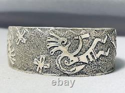 Un D'un Genre Navajo Sterling Argent Kokopellis Bracelet Texturé