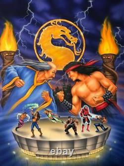 Un D'un Genre Rare 1995 Mortal Kombat Vintage Original Art Painting