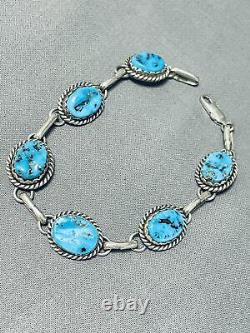 Un D'un Style Vintage Navajo 6 Morenci Turquoise Bracelet En Argent Sterling