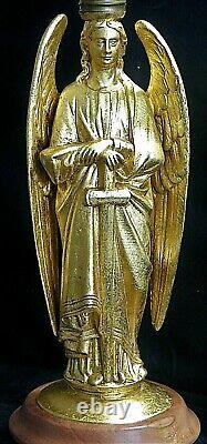 Un D'une Sorte De Véritable Or & Shells Antique St. Michael Miniature Lampe À Huile 15 1/2h