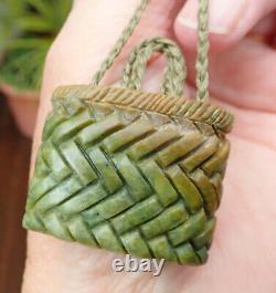 Un Des Gentil Charlie Marsh Nz Raukaraka Pounamu Greenstone Jade Maori Kete Basket