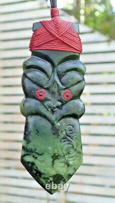 Un Des Gentils Nz Greenstone Pounamu Nephrite Jade Bound Maori Hei Tiki Taiaha