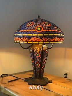 Un Des Types Mosaic Peacock Tiffany Lighted Base Table Lamp /heavy