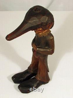 Un-de-a-kind Vintage Art Populaire Sculpté À La Main Nutcracker Homme / Garçon Avec Chapeau Manteau 12