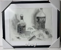 Un dessin au fusain original d'art fin unique - Jack & Coke