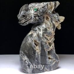 Un dragon en cristal de quartz druzy géode sculpté à la main, unique en son genre