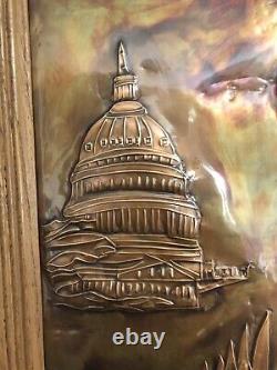 Un exemplaire unique Rare Jack Cody Cuivre Embossé JFK & John-John Salut 12x16