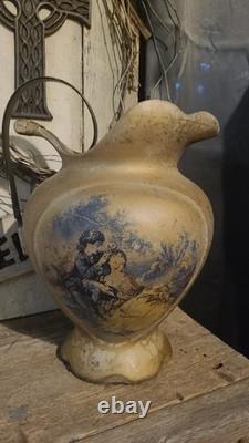 Un gobelin Wiehler unique, jeunes amoureux. Garçon et fille, fleurs