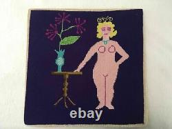 Une pièce unique en NEEDLEPOINT FAIT MAIN 14,5 carrés Femme Nue