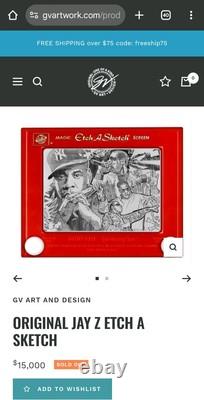 Une œuvre unique : croquis/dessin/boîte à ombres authentiquement signée sur un Etch-A-Sketch