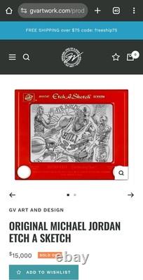 Une œuvre unique : croquis/dessin/boîte à ombres authentiquement signée sur un Etch-A-Sketch