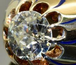 Unique D’une Sorte Antique Impériale Russe Faberge 14k Or, Émail &1ct Bague De Diamant