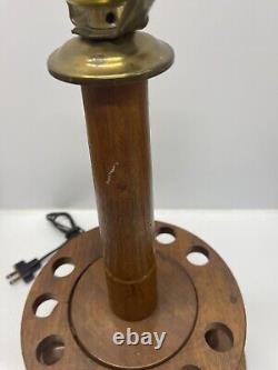 Unique Decatur Un D'un Genre Vintage Walnut 9 Pipe Rack Lampe Ronde