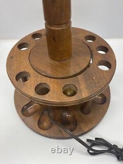 Unique Decatur Un D'un Genre Vintage Walnut 9 Pipe Rack Lampe Ronde