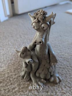 Unique ! Pièce en céramique de père et fils dragon