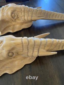Unique en son genre ! TRÈS UNIQUE ! Têtes d'éléphant ART DÉCORATIF VINTAGE pour la maison