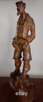 VTG Personnage en bois sculpté à la main Romeo 15 1/2 pièce unique
